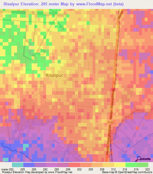 Risalpur,Pakistan Elevation Map