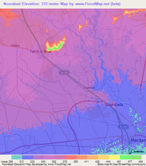 Noorabad,Pakistan Elevation Map