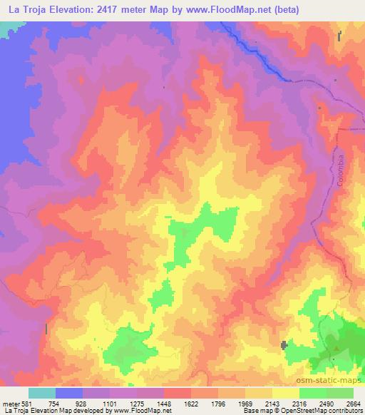 La Troja,Colombia Elevation Map