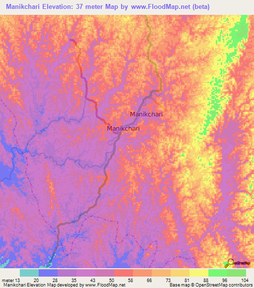 Manikchari,Bangladesh Elevation Map