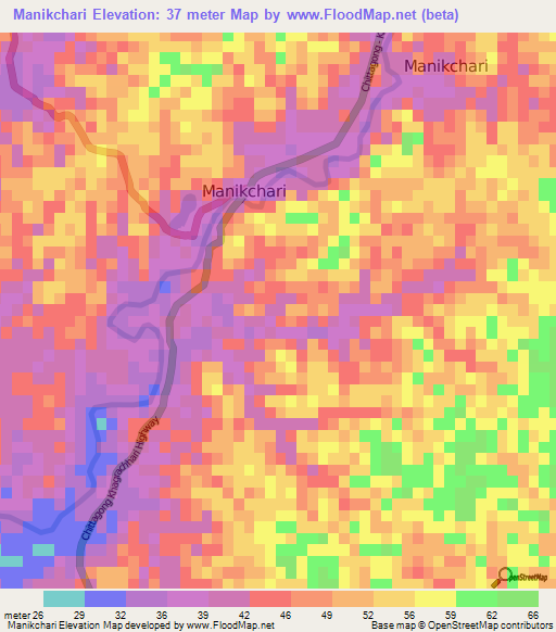 Manikchari,Bangladesh Elevation Map