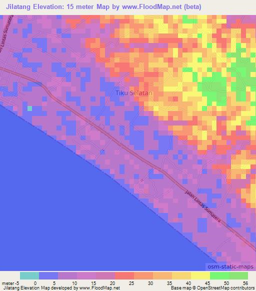 Jilatang,Indonesia Elevation Map