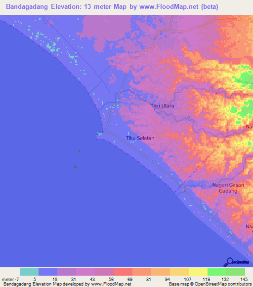 Bandagadang,Indonesia Elevation Map