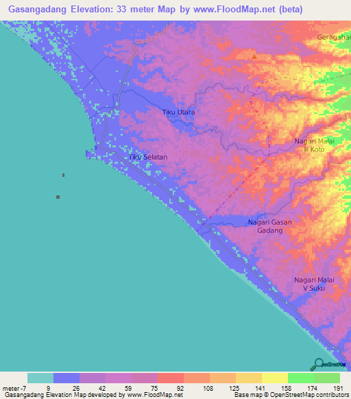 Gasangadang,Indonesia Elevation Map