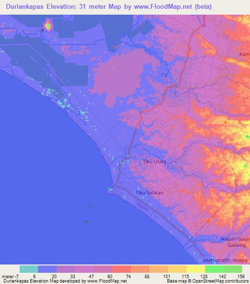 Duriankapas,Indonesia Elevation Map