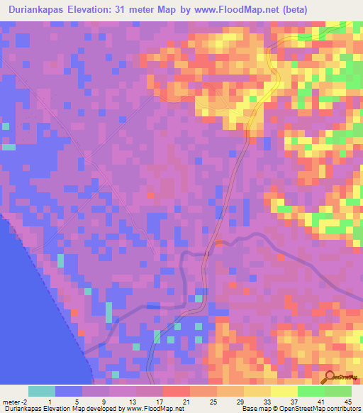 Duriankapas,Indonesia Elevation Map