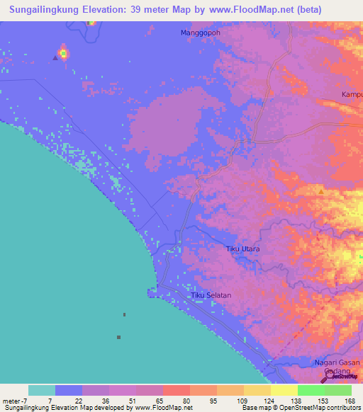 Sungailingkung,Indonesia Elevation Map