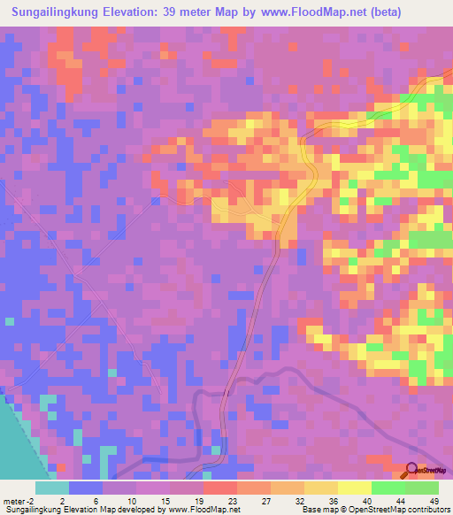 Sungailingkung,Indonesia Elevation Map