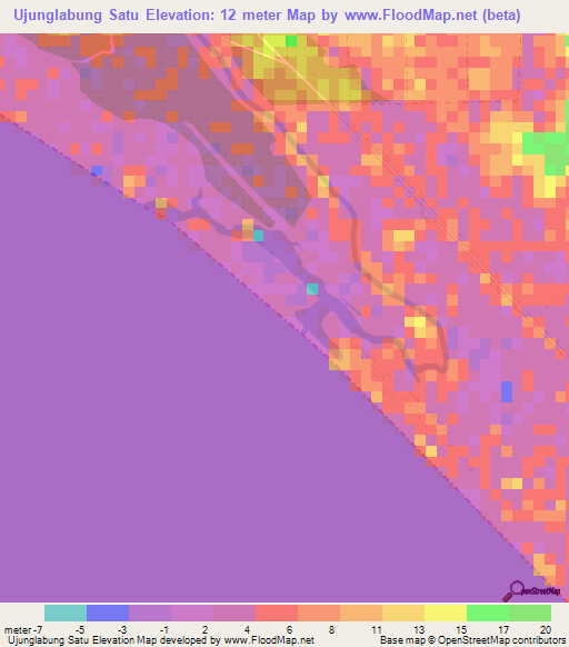 Ujunglabung Satu,Indonesia Elevation Map