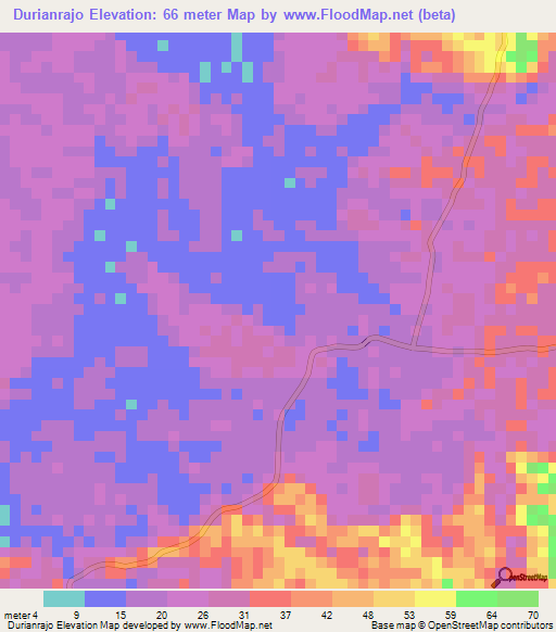 Durianrajo,Indonesia Elevation Map