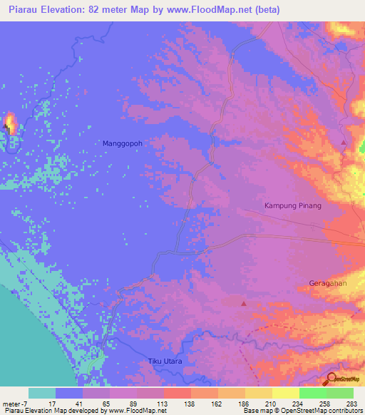 Piarau,Indonesia Elevation Map