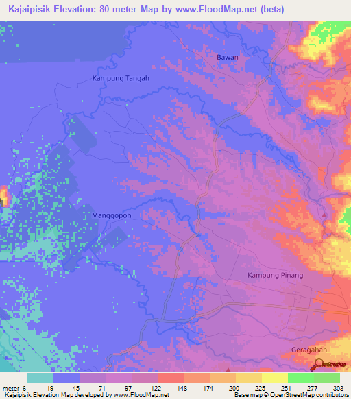 Kajaipisik,Indonesia Elevation Map