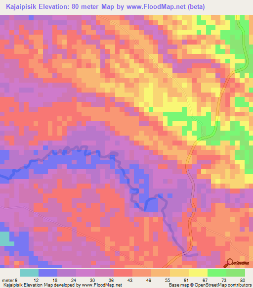 Kajaipisik,Indonesia Elevation Map