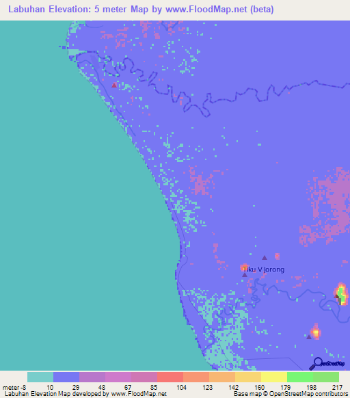 Labuhan,Indonesia Elevation Map