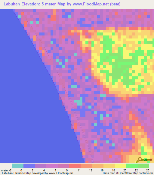 Labuhan,Indonesia Elevation Map