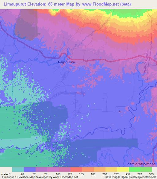 Limaupurut,Indonesia Elevation Map
