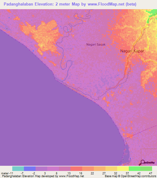 Padanghalaban,Indonesia Elevation Map