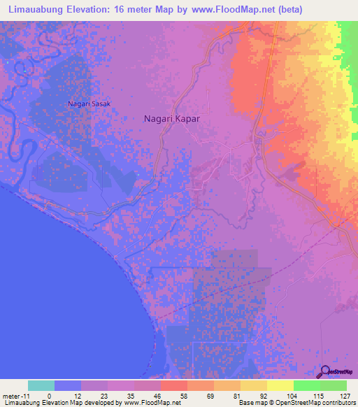 Limauabung,Indonesia Elevation Map