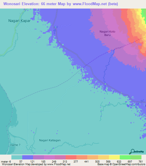 Wonosari,Indonesia Elevation Map