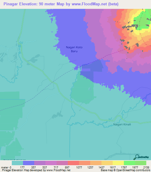 Pinagar,Indonesia Elevation Map