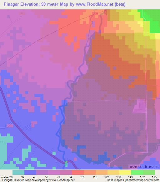 Pinagar,Indonesia Elevation Map