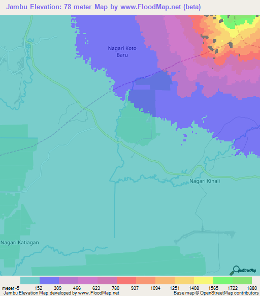 Jambu,Indonesia Elevation Map