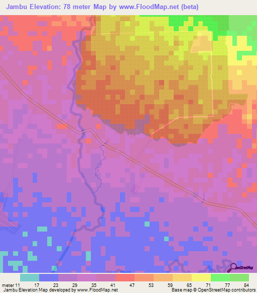 Jambu,Indonesia Elevation Map