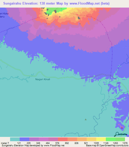 Sungairahu,Indonesia Elevation Map