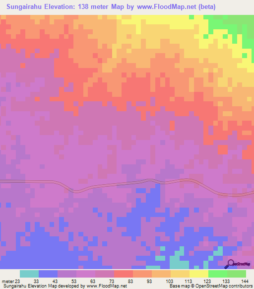 Sungairahu,Indonesia Elevation Map