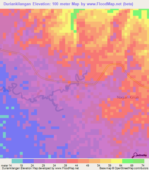 Duriankilangan,Indonesia Elevation Map