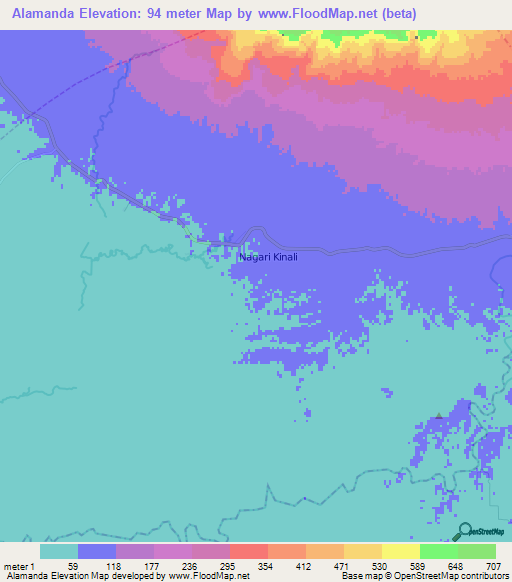 Alamanda,Indonesia Elevation Map