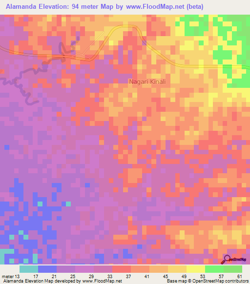 Alamanda,Indonesia Elevation Map