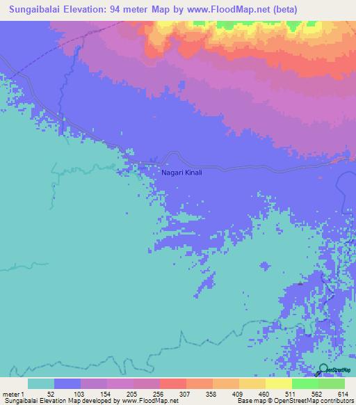 Sungaibalai,Indonesia Elevation Map