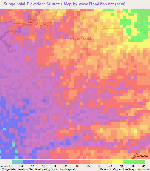 Sungaibalai,Indonesia Elevation Map