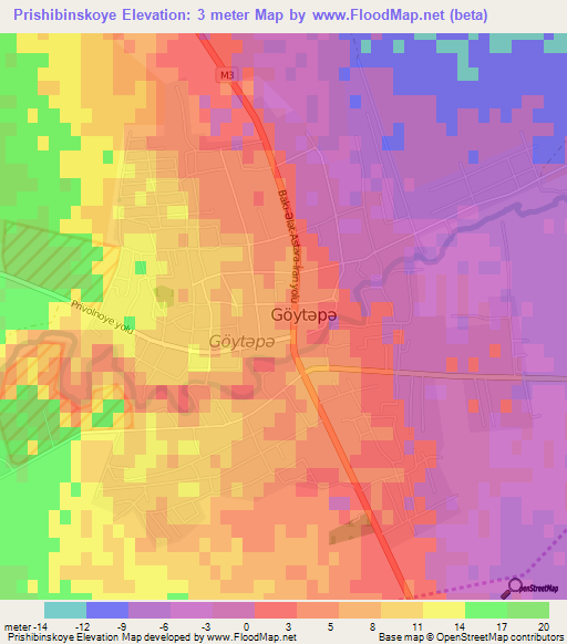Prishibinskoye,Azerbaijan Elevation Map