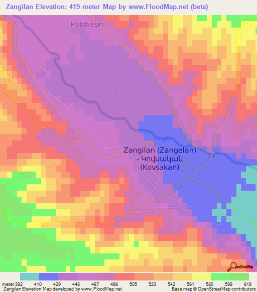 Zangilan,Azerbaijan Elevation Map