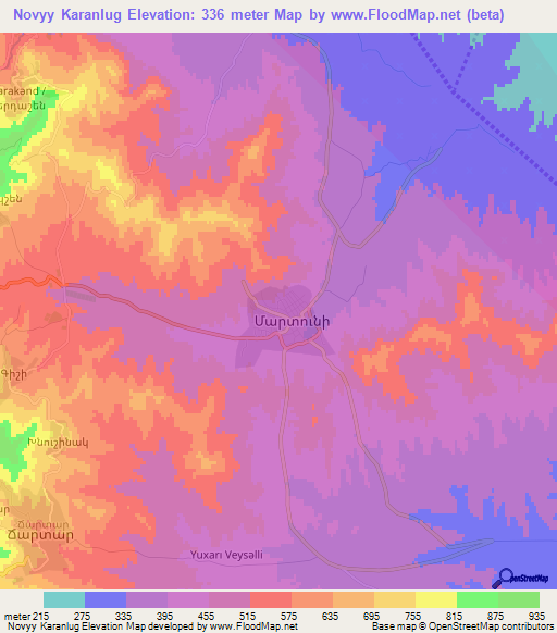 Novyy Karanlug,Azerbaijan Elevation Map