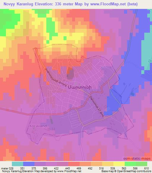 Novyy Karanlug,Azerbaijan Elevation Map