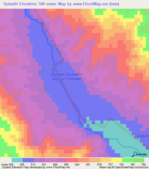 Qubadli,Azerbaijan Elevation Map