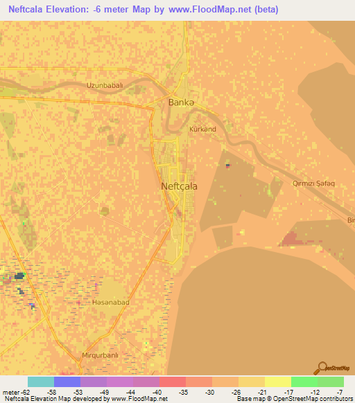 Neftcala,Azerbaijan Elevation Map