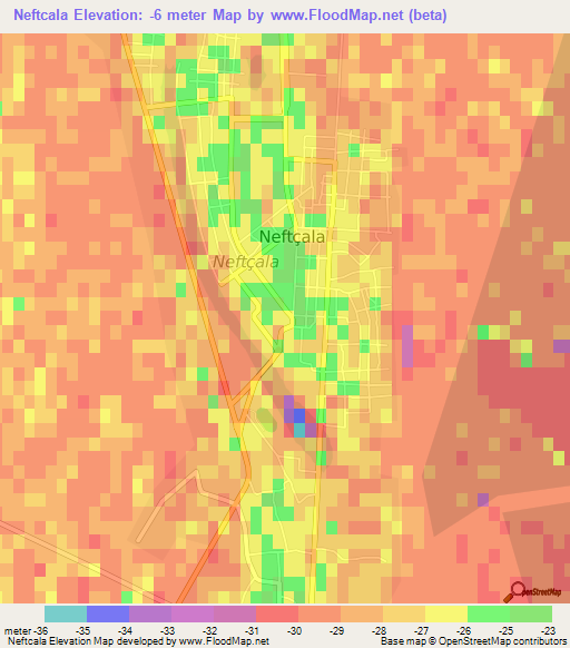 Neftcala,Azerbaijan Elevation Map