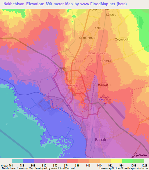 Nakhchivan,Azerbaijan Elevation Map