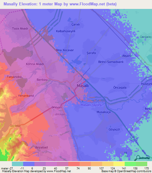 Masally,Azerbaijan Elevation Map