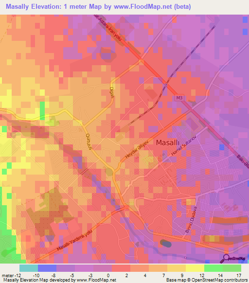 Masally,Azerbaijan Elevation Map