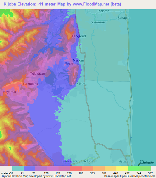 Kijoba,Azerbaijan Elevation Map