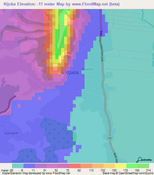 Kijoba,Azerbaijan Elevation Map