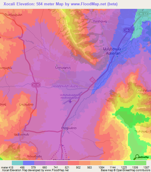 Xocali,Azerbaijan Elevation Map