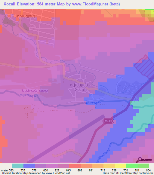 Xocali,Azerbaijan Elevation Map