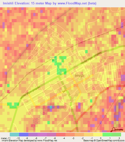 Imishli,Azerbaijan Elevation Map