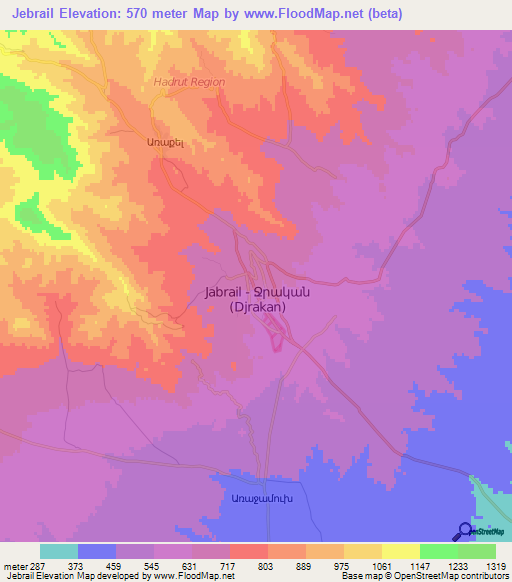 Jebrail,Azerbaijan Elevation Map